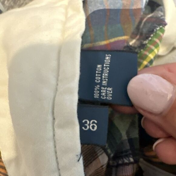 VTG Polo Ralph Lauren Sportswear Patchwork Madras Plaid Shorts Mens Size 36 Y2K - Picture 2 of 10